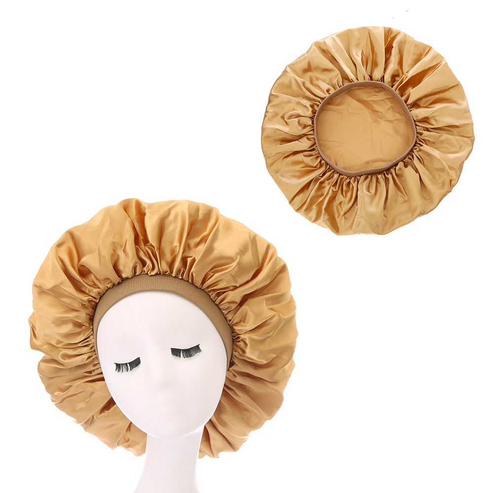 Grand Bonnet en Satin pour femmes, grande taille, pour dormir la Nuit, en soie