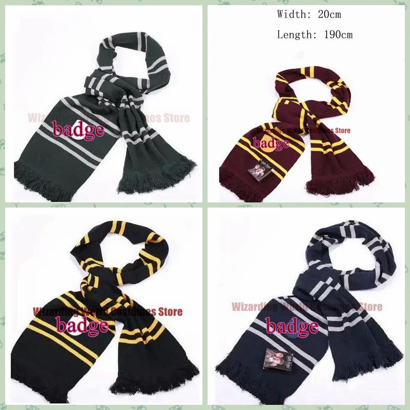 Nouveau Harryy Potter écharpe chaude épaisse Serpentard Poudlard collège Badge Serdaigle Hermione Gryffondor gland écharpe accessoires cadeaux
