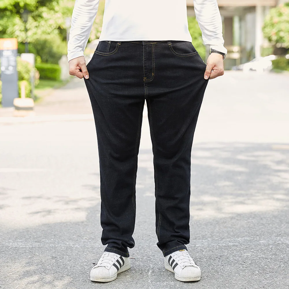 Jean baggy classique extensible grande taille 30-56 pour homme, pantalon décontracté en denim noir, coton haute élasticité, salopette CQY10