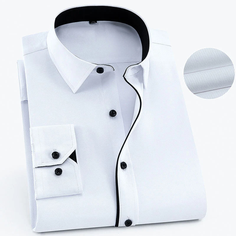 Chemise d'affaires à manches longues pour hommes, grande taille 8XL 7XL 6XL, printemps automne, couleur unie sociale, fête de mariage, bureau, chemises blanches