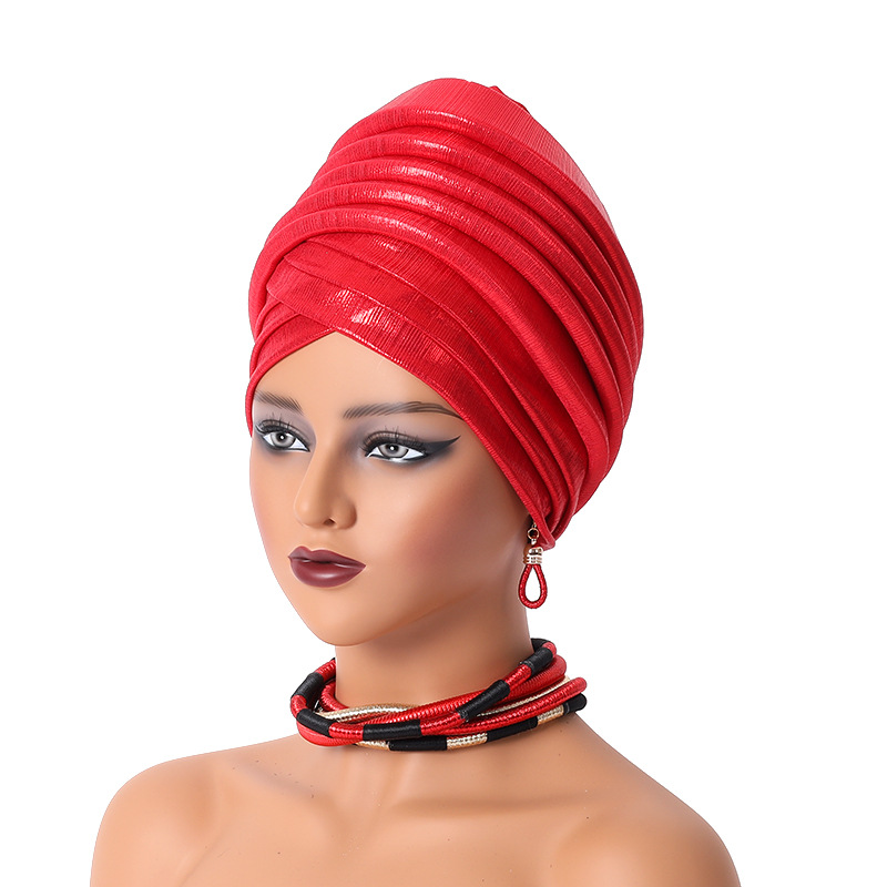 Femmes africaines Auto Gele couvre-chef Nigeria dame plissée bandeau musulman foulard Bonnet Turbante Mujer