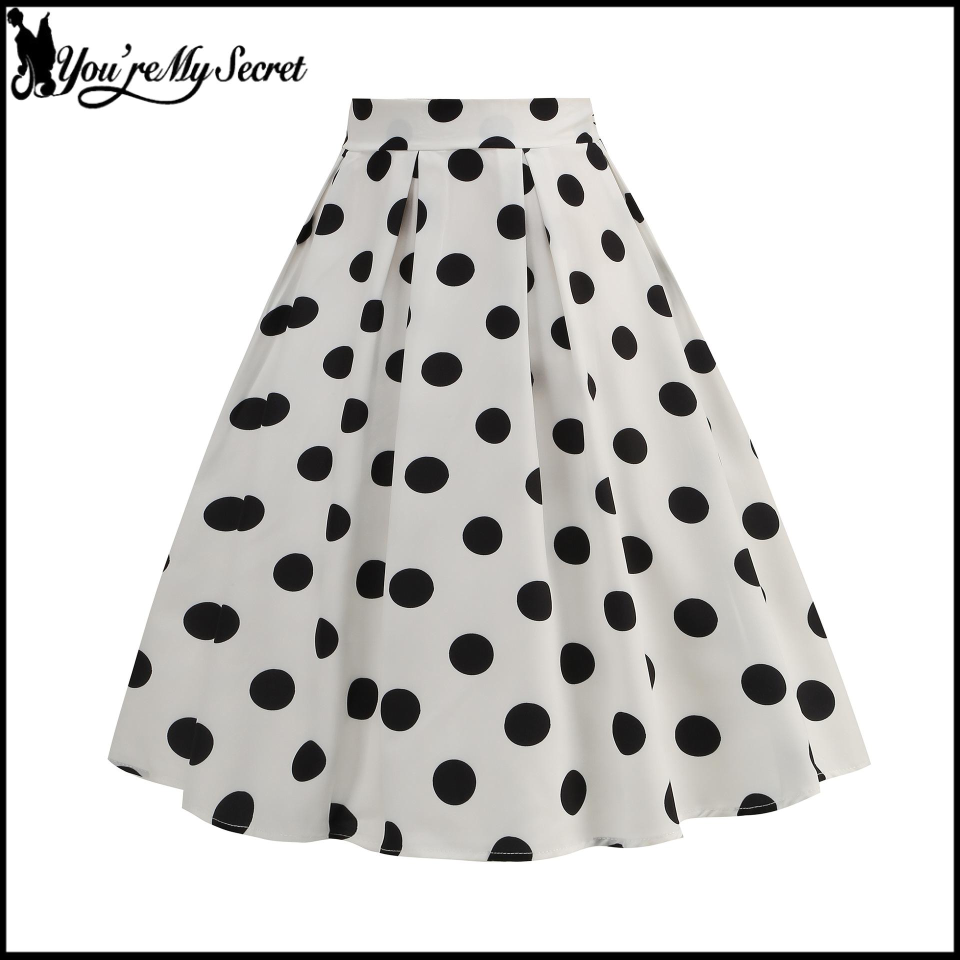 [You're My Secret] Jupe de fête années 50 et 60 pour femmes, jupe à pois rockabilly, robe vintage pin-up, vêtements d'été pour femmes