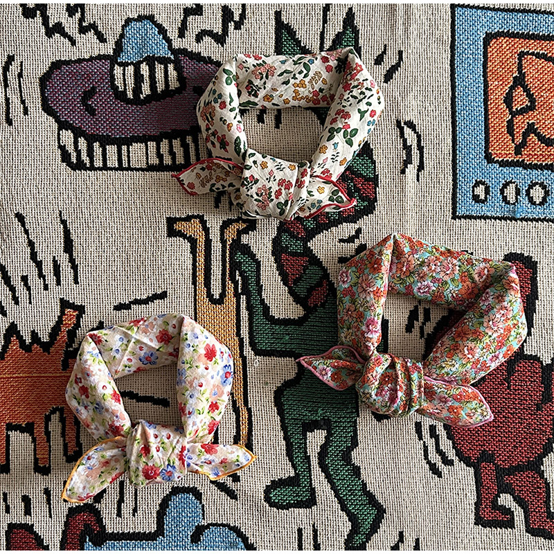 Nouveau foulard carré pour femme, imprimé floral vintage, en coton doux, décoratif, fin, printemps-été, style bohème, polyvalent
