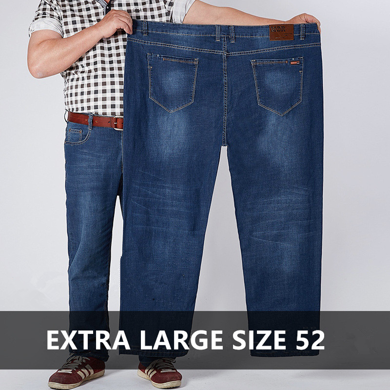Jean élastique bleu pour homme, pantalon en denim, grande taille, Extra Large, FJ46 48 52