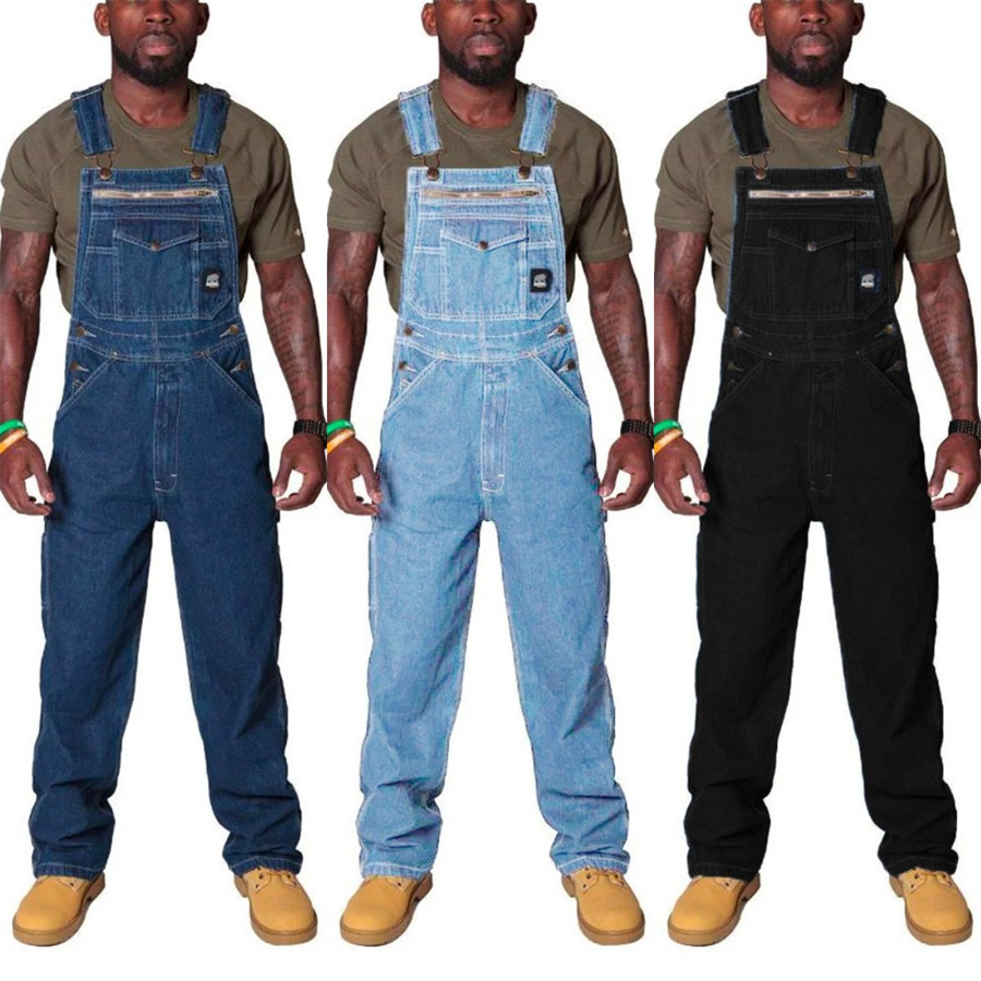 Jeans Cargo pour Homme, Salopette en Denim à la Mode, Pantalon à Bavette Respzed, Streetwear Droit
