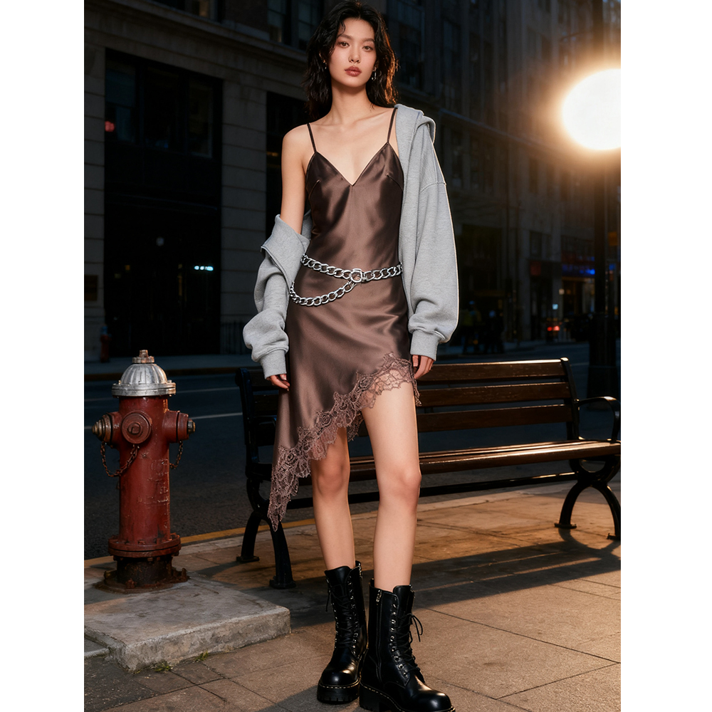 Femmes Coquette Sexy dentelle épissé asymétrique robe d'été dame Sexy sans manches dos nu soirée Club robes de soirée robes