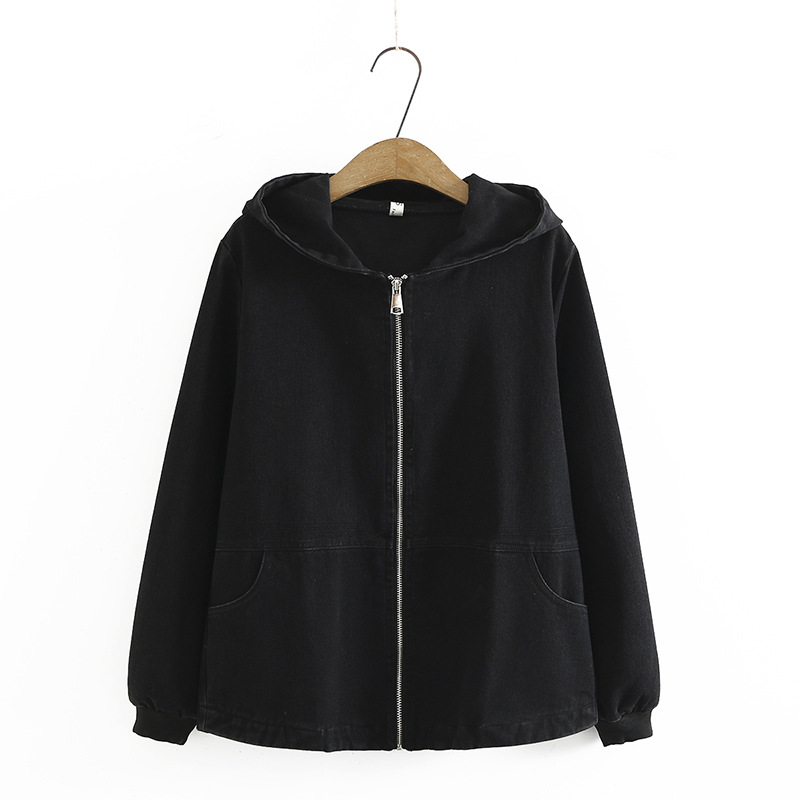 Veste en jean à capuche décontractée pour femmes, vêtements pour femmes, grande taille, automne, nouveau, 873