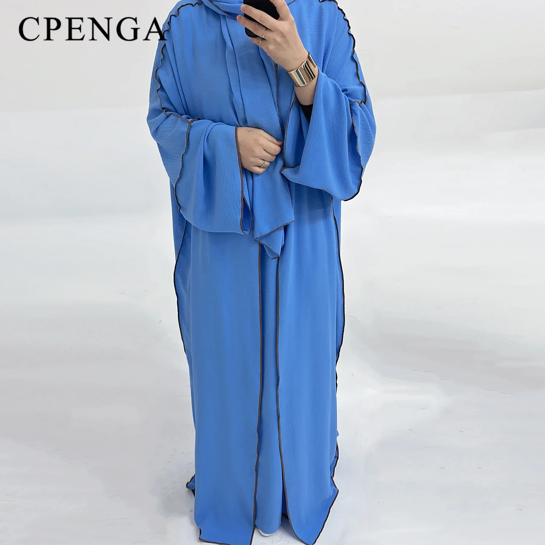 Robe musulmane modeste pour femmes, Hijab uni arabe, Abaya, Ramadan, Vêtements islamiques, Turquie, Robes à manches longues avec intérieur, 3 pièces