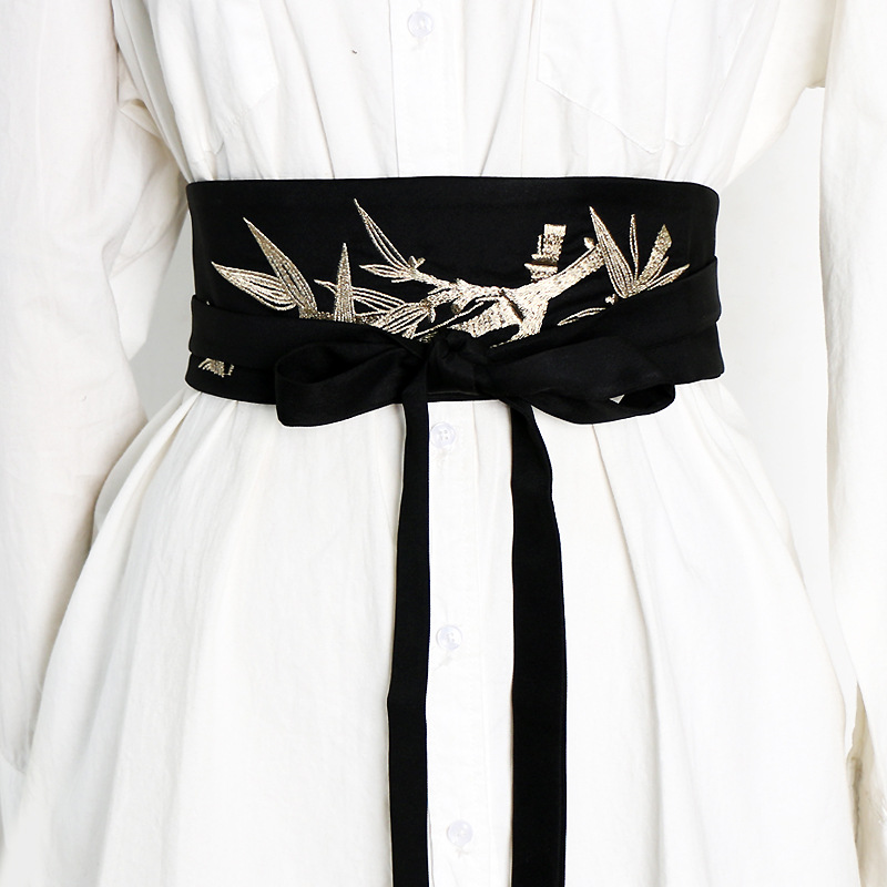 Ceinture brodée rétro, Kimono japonais Yukata, ceinture de taille auto-cravate, ceinture enveloppante, robe Hanfu traditionnelle chinoise, Corset décoratif