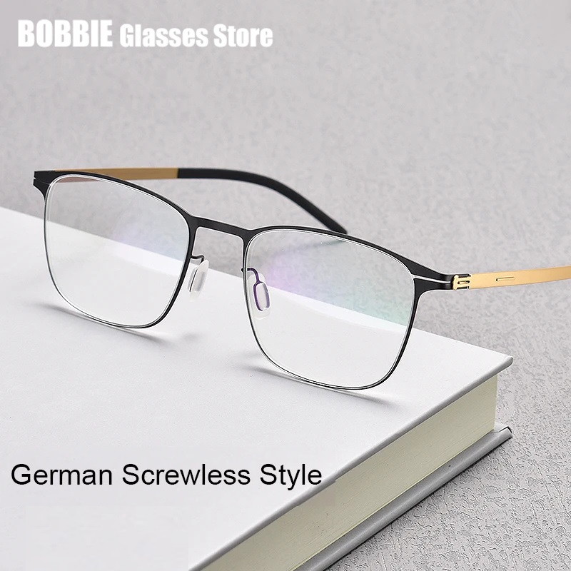 Monture de lunettes de mode pour hommes, sans vis, ultra-légère, fine, carrée, de style professionnel, marque allemande, design classique, 7g, lunettes Veit Top