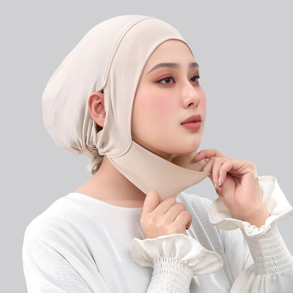 Sous-bonnet en coton jersey musulman avec ouverture pour les oreilles, sous-voile hijab, cache-cou, bandeau turban extensible uni, Ramadan