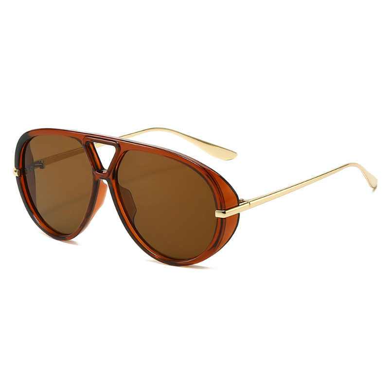 Lunettes de soleil oversize style pilote 2026 – Nouveauté vintage à double pont pour femme – Design de marque de luxe tendance – Idéales pour l'extérieur