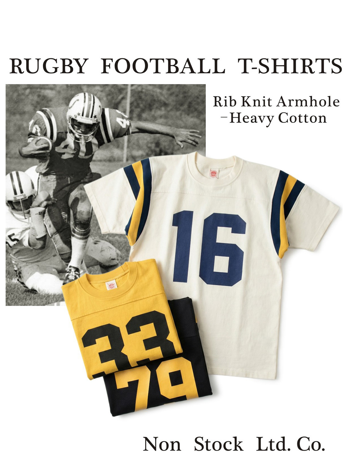 T-shirt en coton vintage de football américain non en stock, maillot de rugby rétro à manches courtes pour hommes