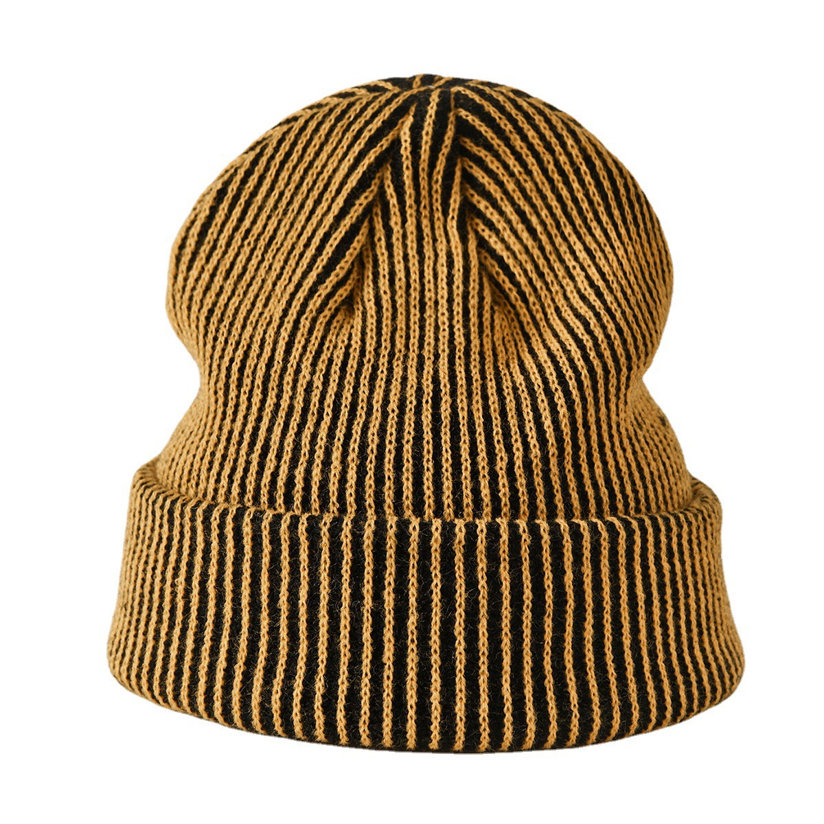 Casquette tricotée rayée pour femmes, automne et hiver, en acrylique européen et américain, pour hommes et femmes, protection des oreilles, casquette enroulée