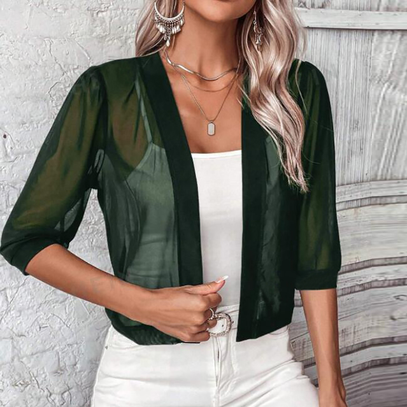 Cardigan court élégant pour femmes, noir blanc, manches mi-longues, veste courte mince, vêtements d'extérieur décontractés, Y-2024