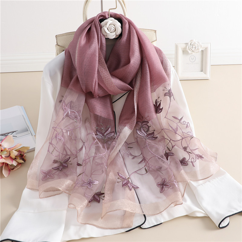 Écharpe Brodée en Laine Chaude pour Femme, Châle, Hijab, Bufanda, Pashmina Floral, Vente en Gros, 2024