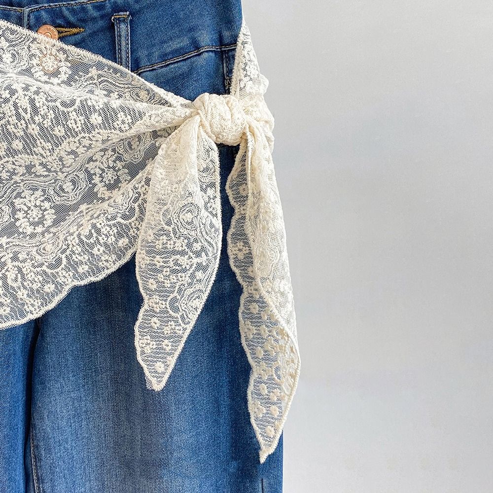 Foulard Cheveux Décontracté Brodé de Fleurs en Dentelle, Style Chic et Fin, Bandanas pour Femmes, Mini Jupe Bohème Mignonne en Dentelle