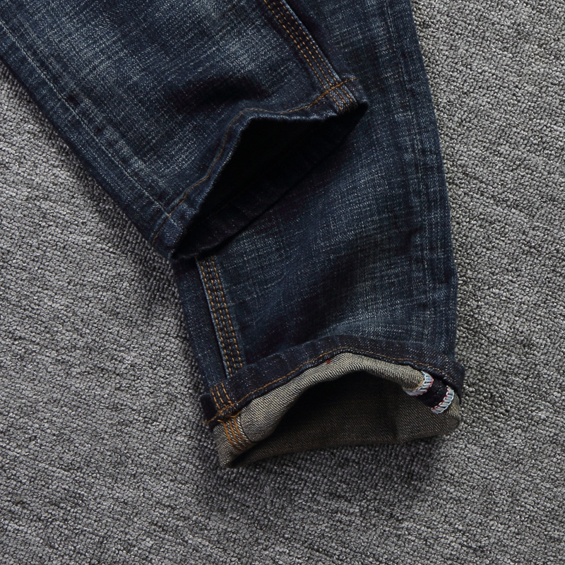 Nouvellement créateur de mode hommes jean rétro vert bleu coupe ajustée déchiré jean hommes pantalon Vintage décontracté coton Denim pantalon Hombre