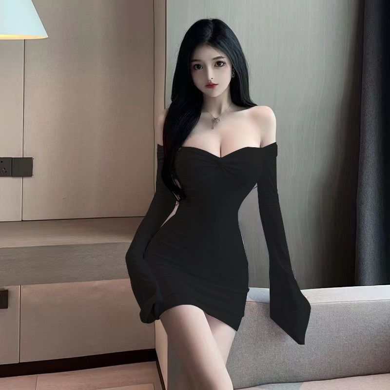 Mini robe moulante pour femmes, Sexy, manches longues, froncée, courte, fée Grunge Y2K, Streetwear