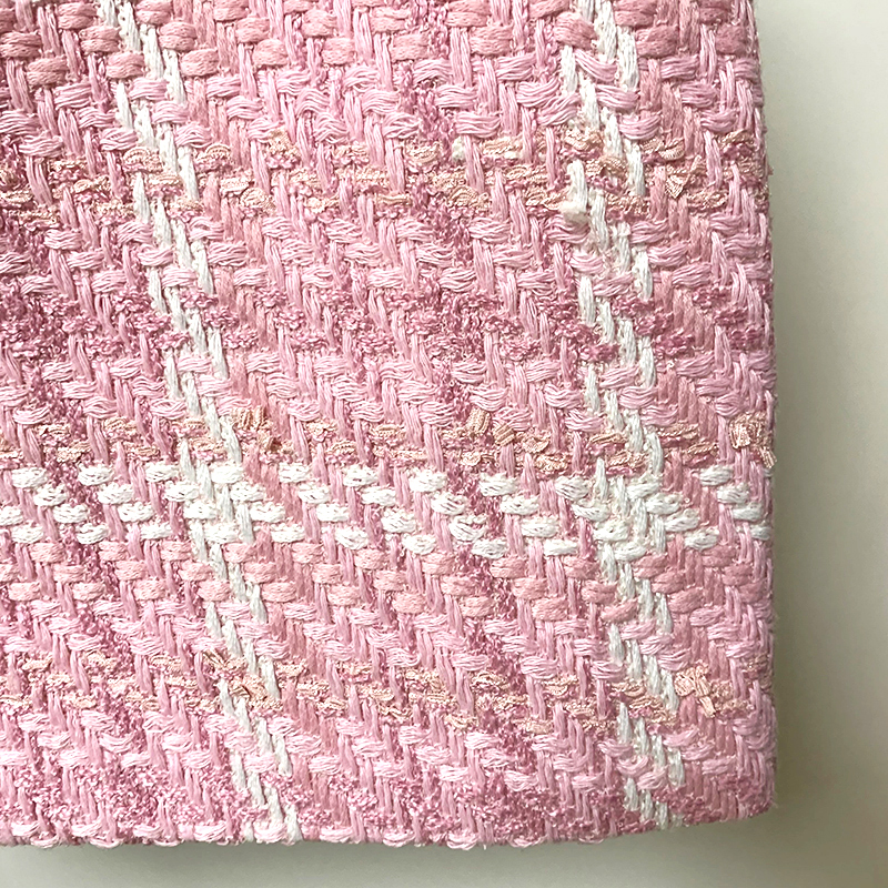 HIGH STREET Nouvelle Collection 2026 Jupe Rose de Créateur pour Femme, en Mélange de Laine Douce, à Carreaux Tissés et Tweed