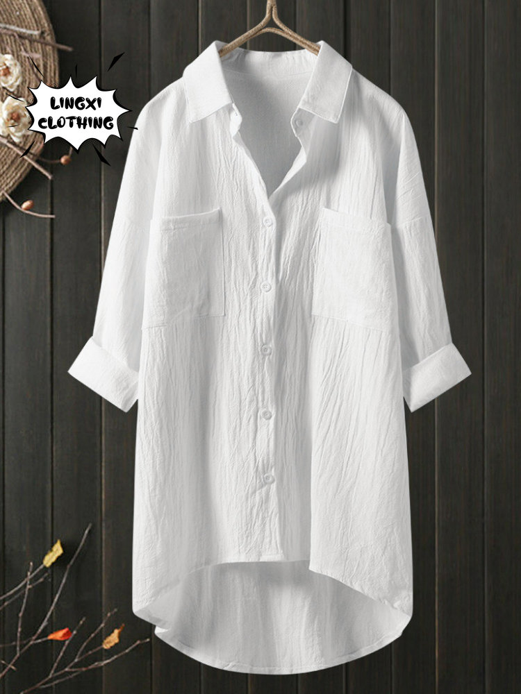 Chemisiers élégants et pour jeunes femmes, décontracté, en coton et lin, grande taille, simple boutonnage, Style de déplacement, chemise à manches longues
