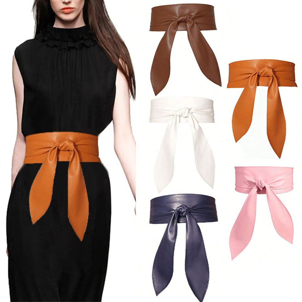 Ceinture Obi large pour femme en cuir PU souple, à nouer, ceinture corset à nouer autour de la taille, ceinture de luxe à nœud pour robes