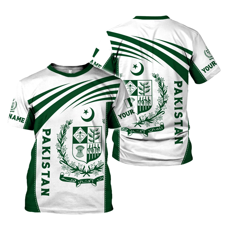 Impression 3D drapeau du Pakistan T-shirts pour hommes été décontracté à manches courtes T-shirts hauts hommes surdimensionnés T-shirts Streetwear