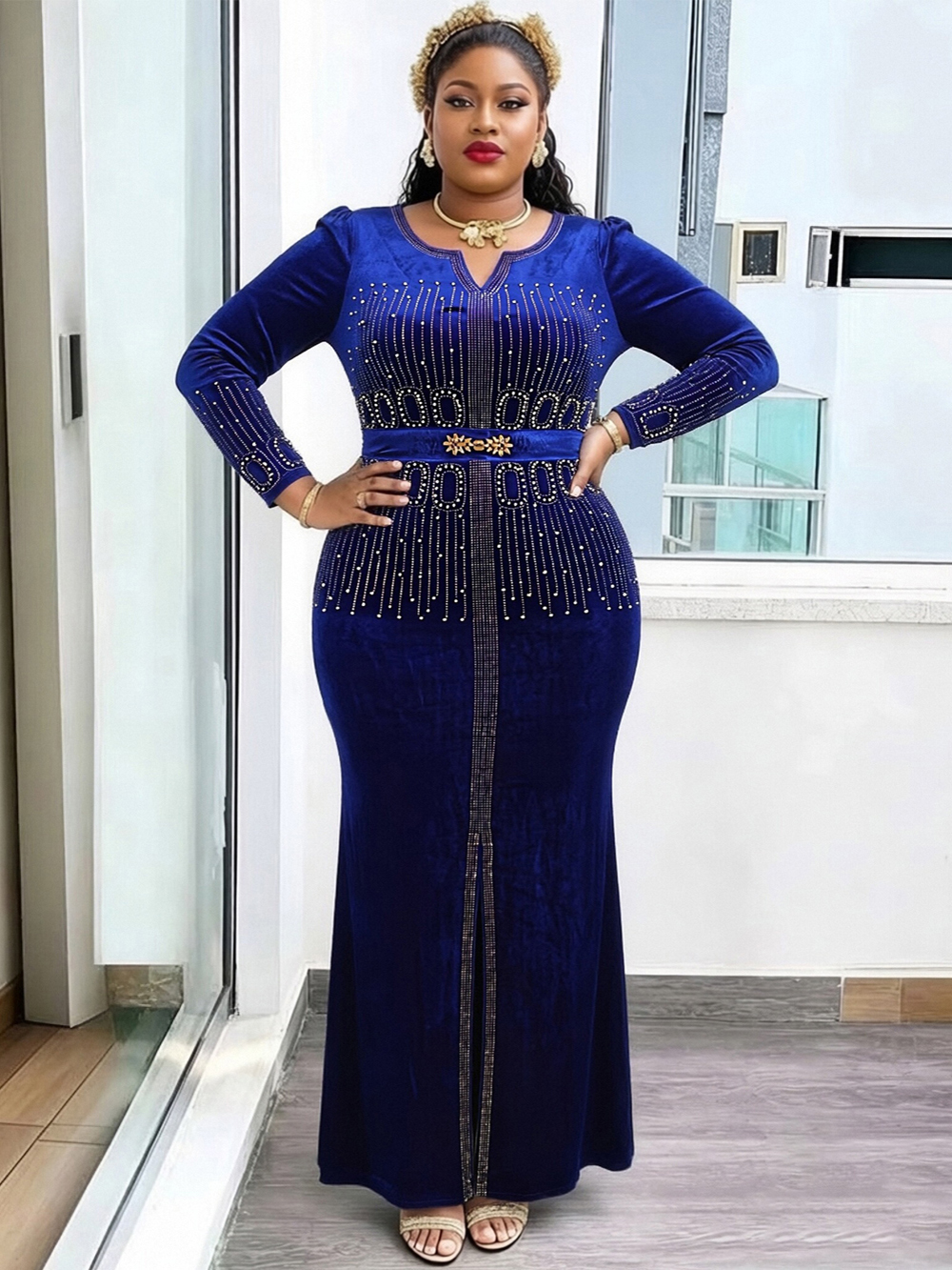 Robes de luxe en velours diamant pour femmes, élégantes, manches longues, robe de soirée sirène, turquie, vêtements pour dames africaines, caftans