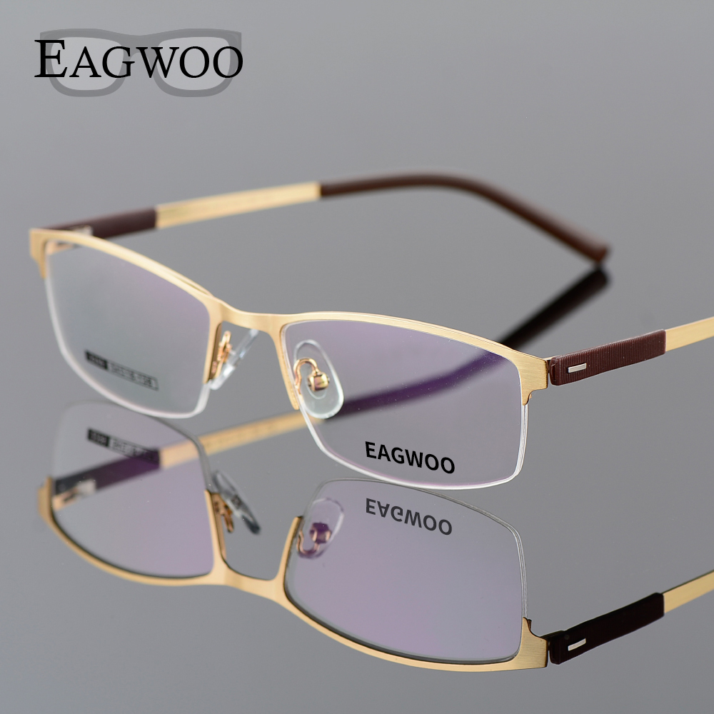 EAGWOO affaires lunettes cadre demi jante lunettes optiques hommes lunettes or cadre lunettes pour myopie lecture printemps Temple 2299