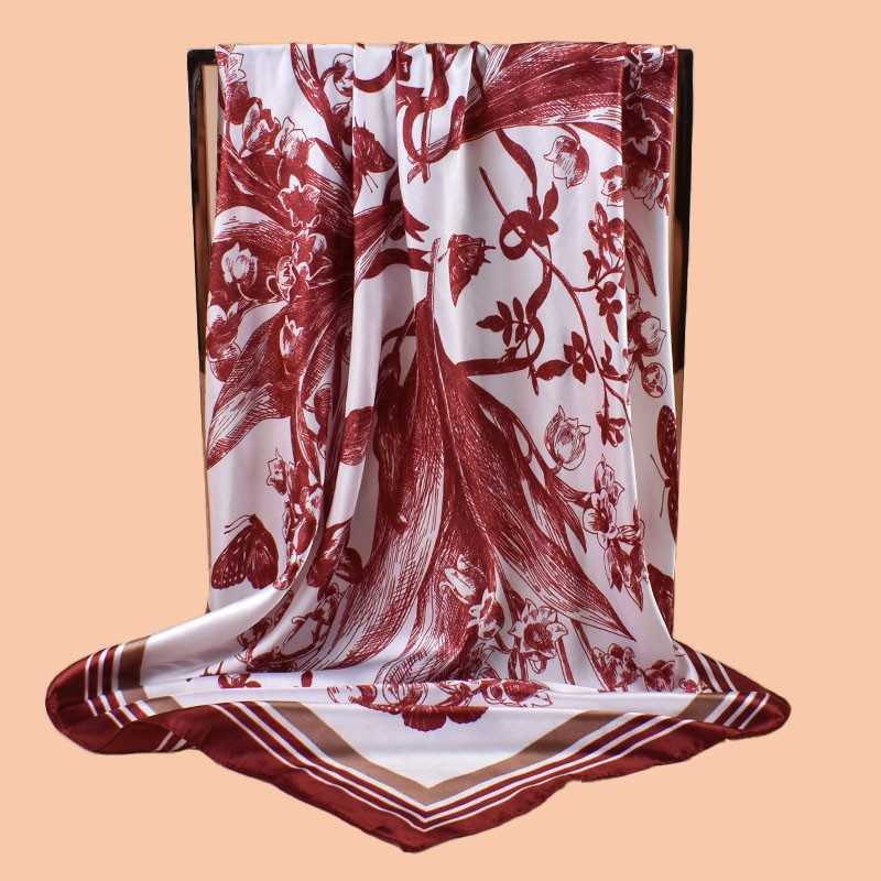 Foulards carrés en soie à imprimé floral papillon pour femmes, écharpes, bandanas, hijabs, cravates de cou, foulards doux pour femmes