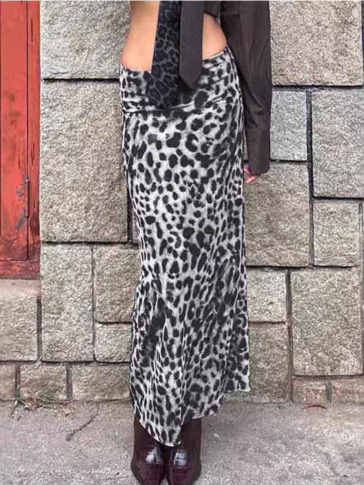 Jupe mi-longue imprimée léopard, Sexy et élégante, mode femme, vêtements d'été, bureau, fête, Club, Streetwear, vente en gros