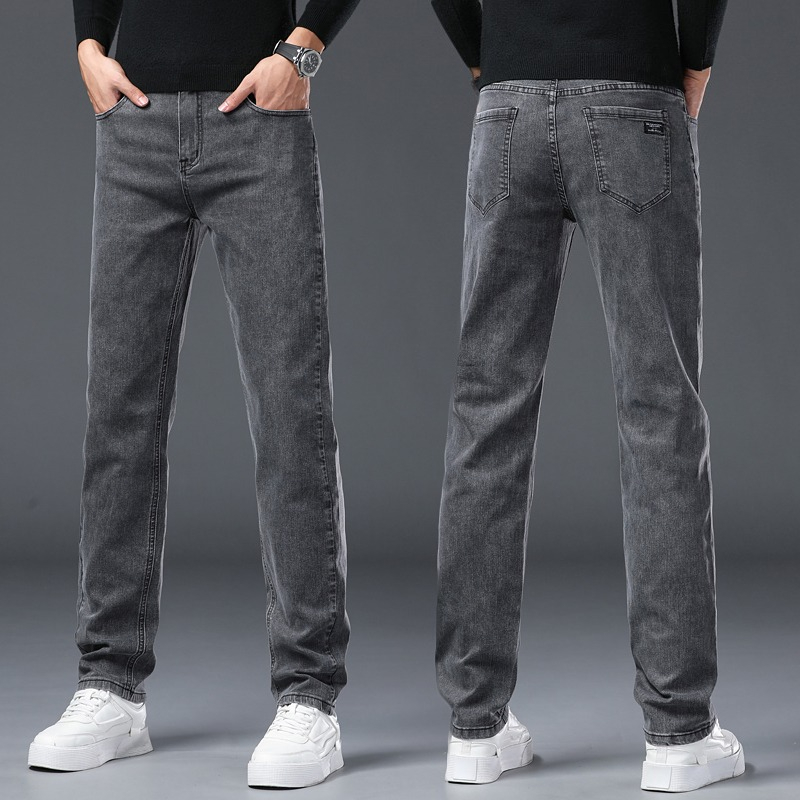 Nouveau jean droit extensible pour homme, polyvalent, tendance, décontracté, coupe classique, long, pour le printemps et l'automne, pantalon en denim pour homme