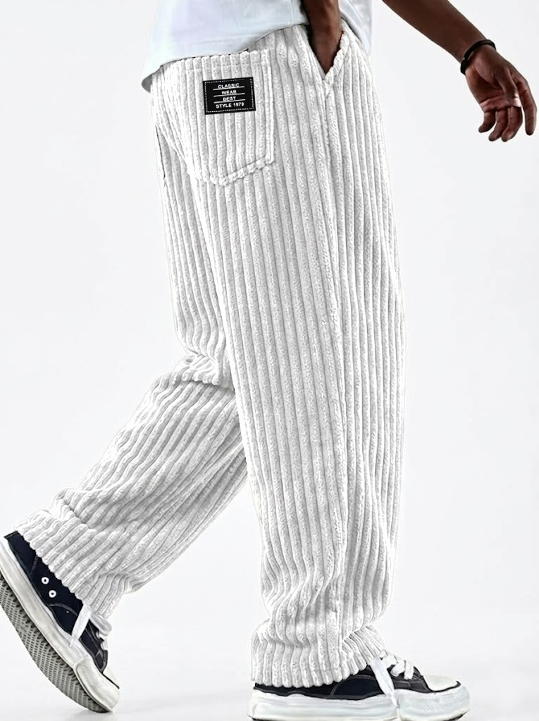 Pantalon décontracté côtelé de couleur unie pour hommes, nouvelle mode, confortable, ample, polyvalent, tendance, minimaliste, streetwear de haute qualité