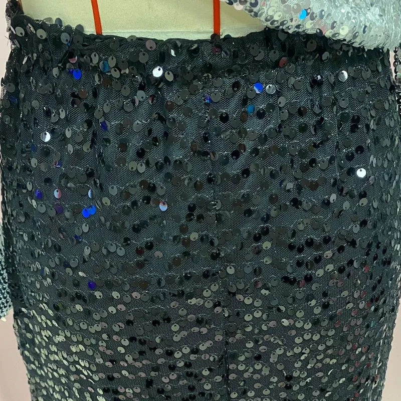 Jupes longues à paillettes pour femmes, Sexy, automne, luxe, taille haute, brillante, Maxi, fête, Club, jupes plissées élastiques