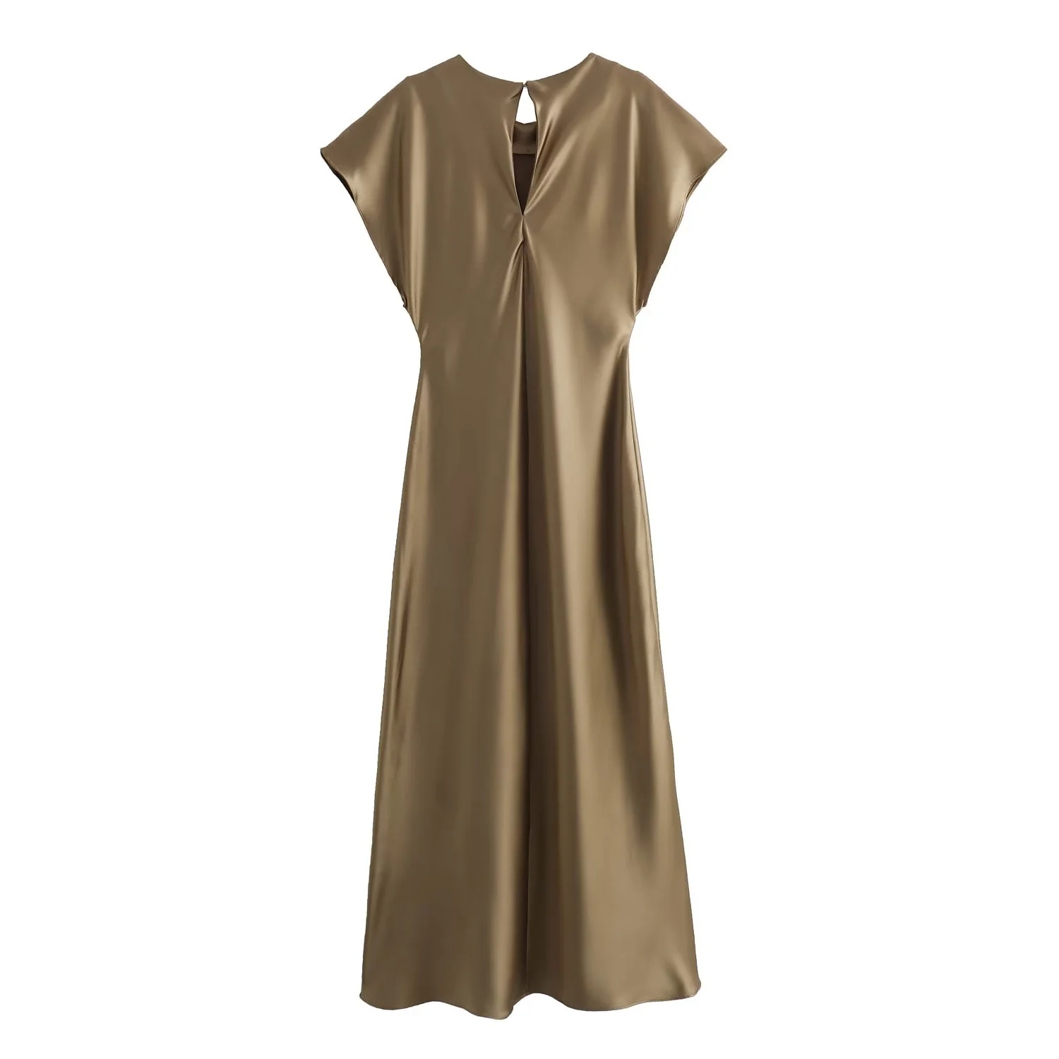 Robe mi-longue en Satin pour femmes, élégante, longue, Chic et robes de soirée, tendance