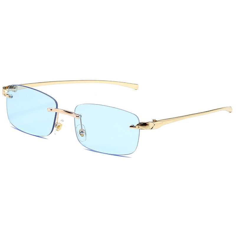 Lunettes de soleil rectangulaires sans monture pour femmes et hommes, lunettes de soleil léopard, petites nuances carrées, UV400, mode populaire, été, voyage