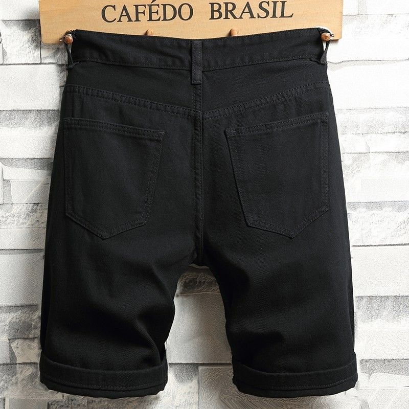 Short en jean pour hommes 2025 été Y2k Streetwear déchiré décontracté Denim longueur genou short en jean solide blanc nouveau short en jean classique