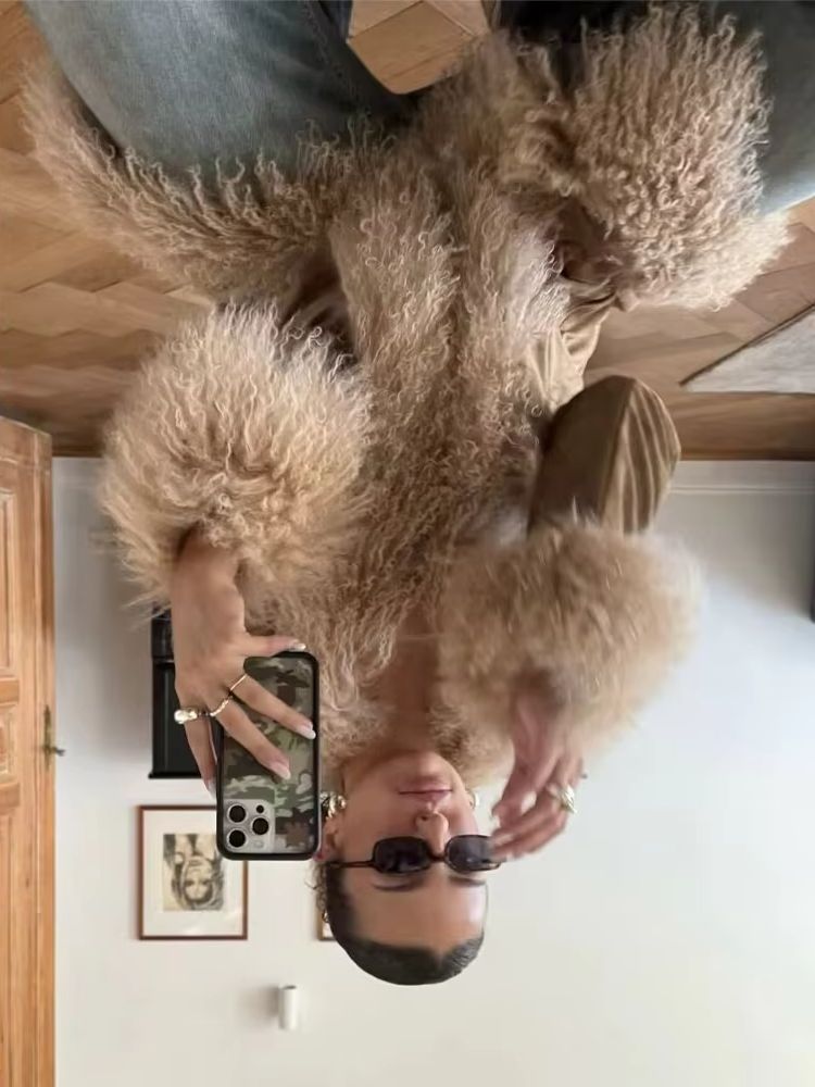 HH femme décontracté manches longues pardessus femme début du printemps tendance mode daim fourrure épissage Shaggy décoration manteau de longueur moyenne