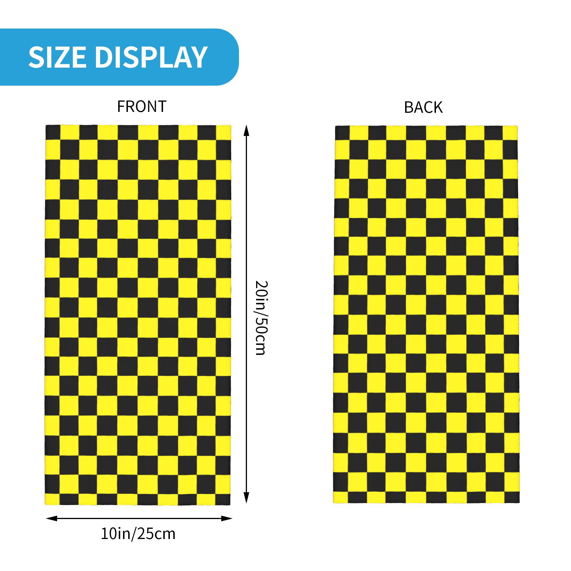 Cache-cou Bandana à carreaux noir jaune personnalisé, pour randonnée Camping hommes et femmes, écharpe enveloppante, bandeau à carreaux plus chaud