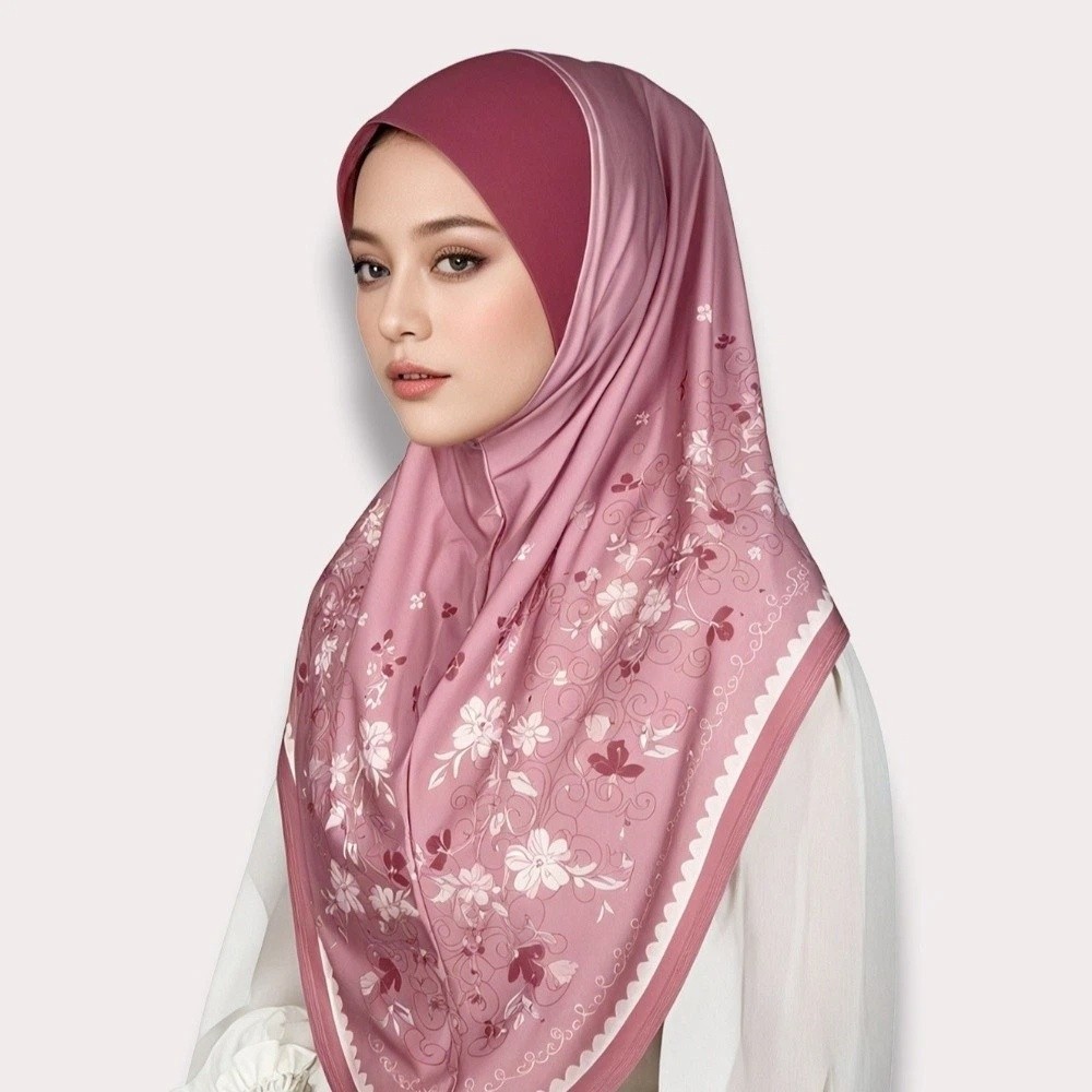 Turban long floral respirant pour l'Aïd al-Fitr, en coton, ajustable, imprimé, foulard arabe polyvalent, hijab élastique pour femme