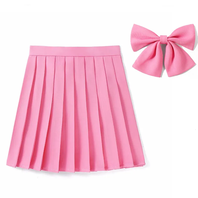 XS-5XL femmes jupe plissée avec cravate noeud papillon Harajuku Preppy Mini uniformes scolaires japonais filles été Kawaii jupe courte fille