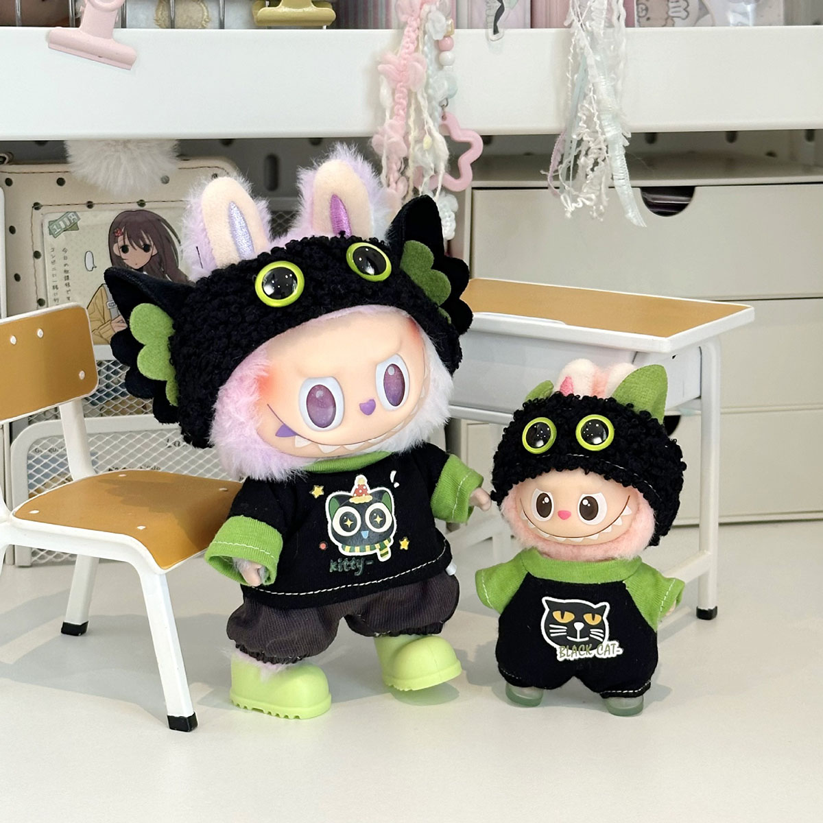 [Pas de poupée] vêtements de poupée en peluche Luo Xiaohei ensemble Parent enfant pour vêtements de poupée Labubu bricolage vêtement costume accessoires