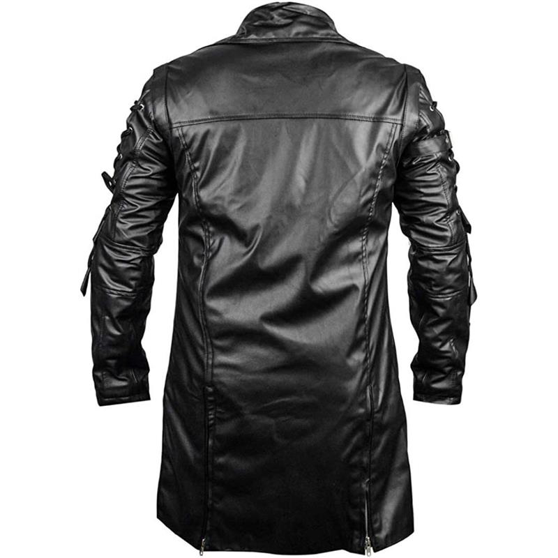 Veste longue en cuir hommes gothique Vintage en cuir PU Trench manteaux mode Moto Biker vêtements d'extérieur hommes Style Punk Moto vestes homme