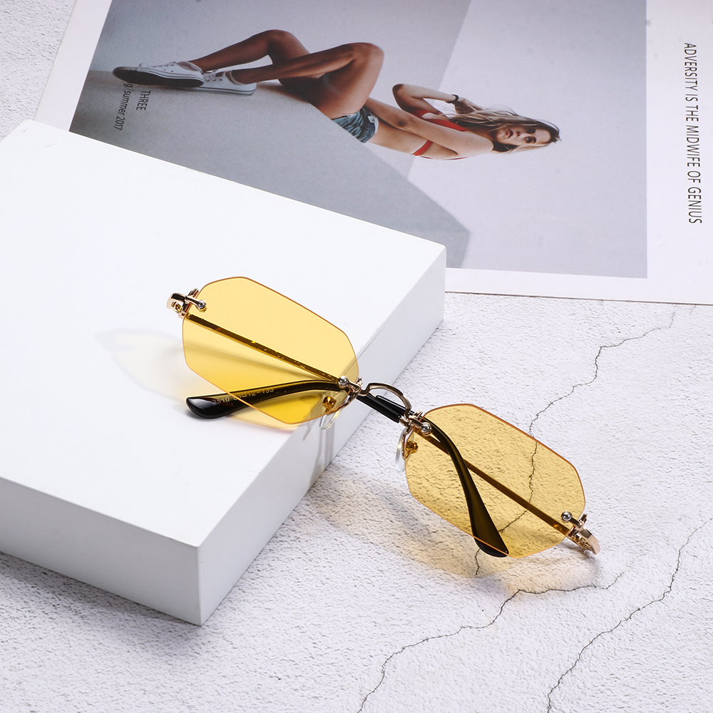 Lunettes De soleil carrées sans bords De luxe pour hommes et femmes, marque De styliste, dégradé sans cadre, mode Vintage en métal Oculos De Sol
