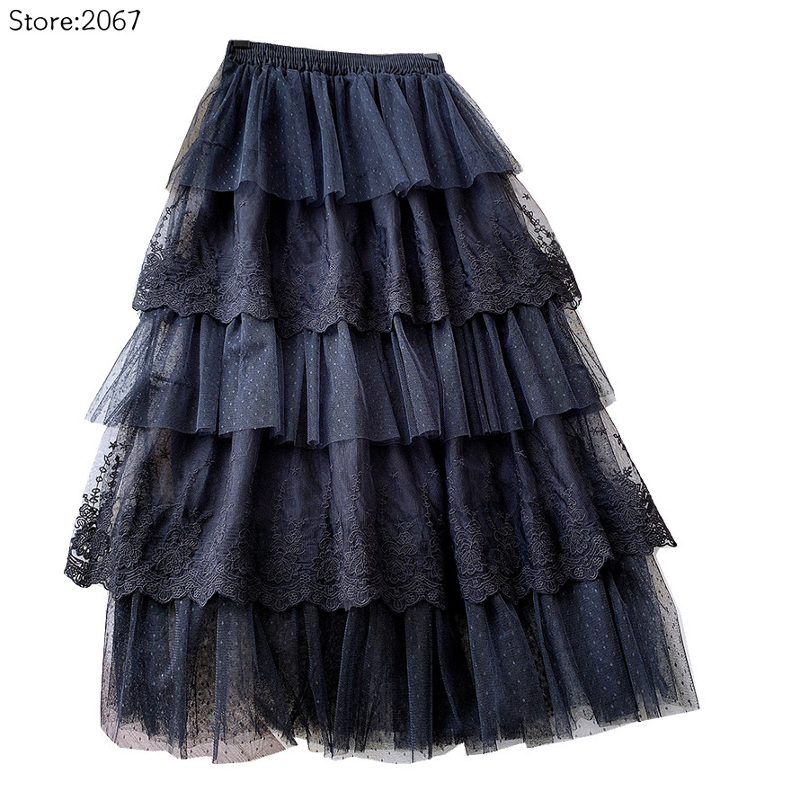 Jupes pour femmes, jupe style gâteau, mode printemps-été, jupes en dentelle, jupe longue amincissante taille haute pour femmes, jupe élégante en tulle