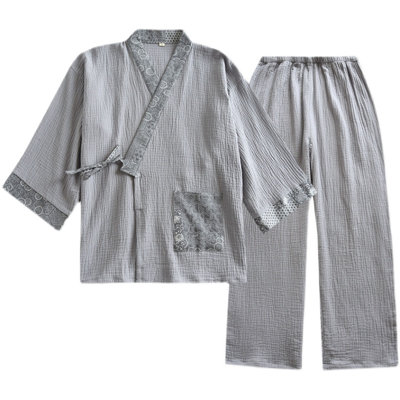Ensemble de kimono japonais en coton, pyjama deux pièces pour couple, yukata ample, vêtements de nuit pour homme et femme, vêtements de maison