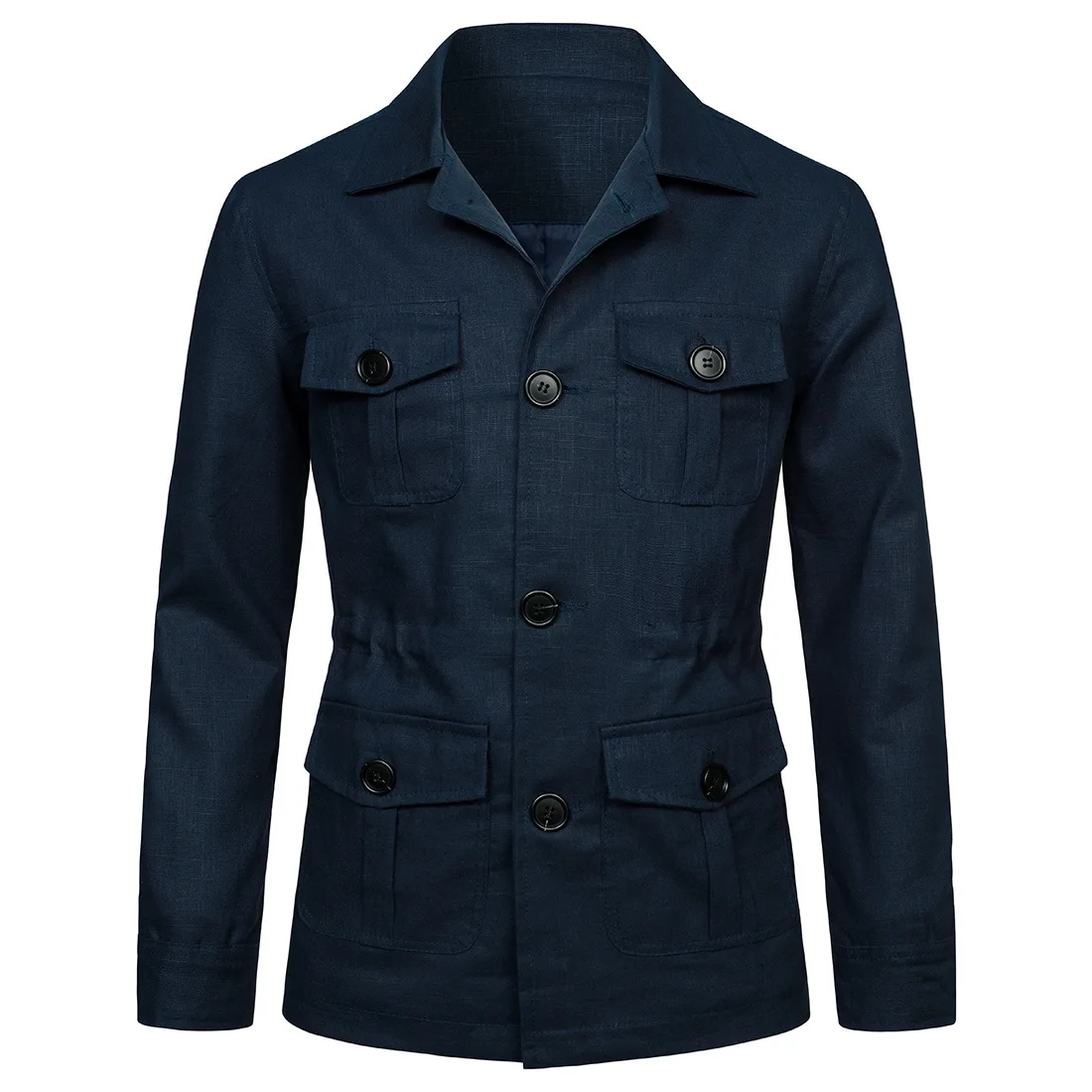 Veste à simple boutonnage pour hommes avec poches, col rabattu, manches longues, épissure régulière décontractée, manteau monochrome, automne, hiver