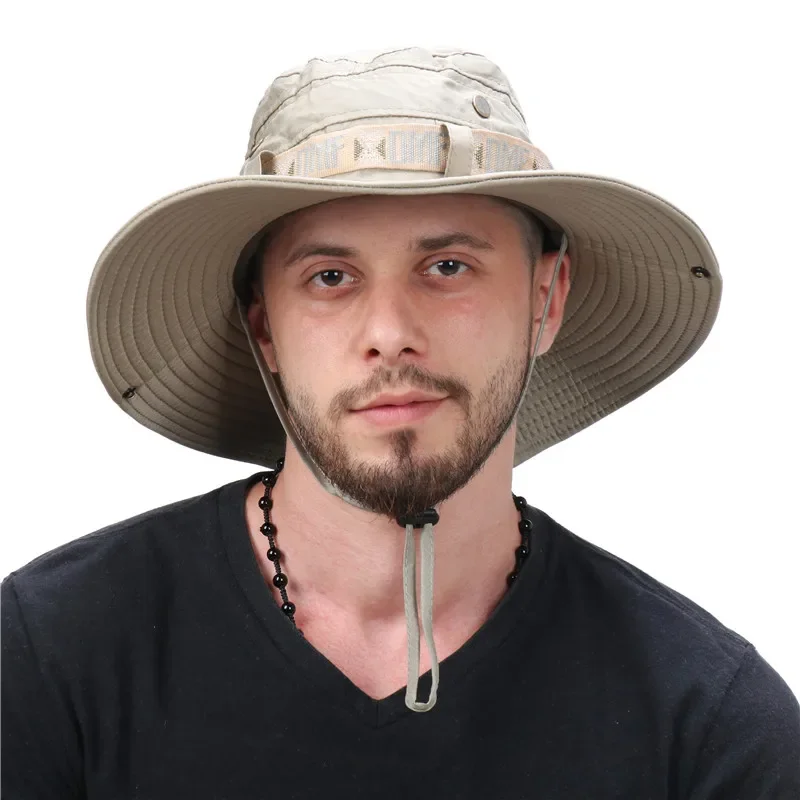 Chapeau seau d'été pour hommes, Protection UV en plein air, à large bord, Panama, Safari, chasse, randonnée, chapeau de pêcheur en maille, casquette de Protection solaire de plage