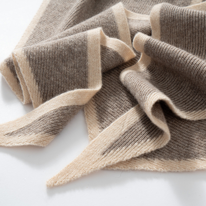 Châle en cachemire tricoté patchwork, écharpe en laine douce et chaude automne hiver 2025