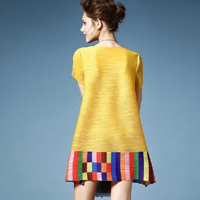 Robe d'été pour femmes, mode féminine, ample, grande taille, ligne a, couleur contrastée, épissure, robes plissées